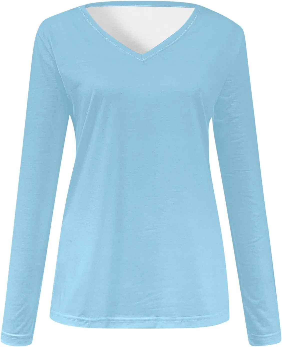 Women's Basic Long Sleeve Tunics Tops V Neck Casual Cute Shirts Fall Loose Fit Blouses Tees Pullover Sweatshirts