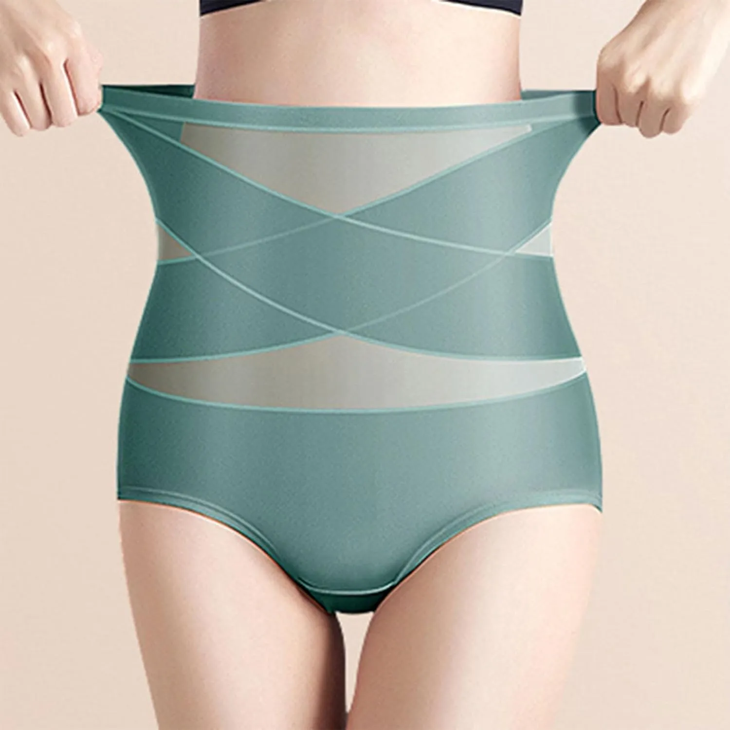 Womens Body Shaping Underwear Panty Thin Breathable Bandage High Waist Ice Silk Abdomen Boyshorts Briefs Underpant
