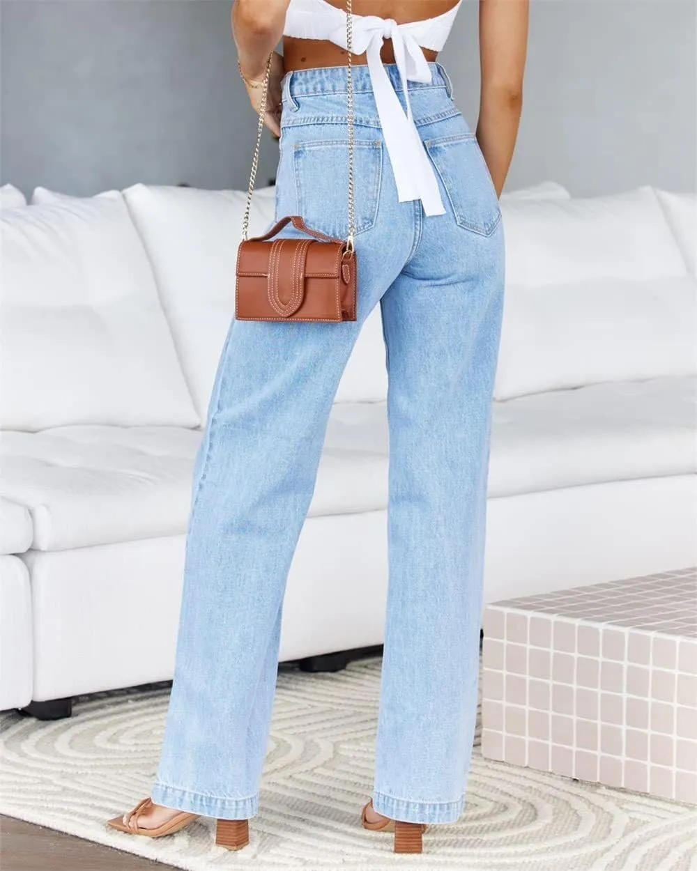 Women's Boyfriend Jeans Stretchy Ripped Distressed Denim Pants S-XXL