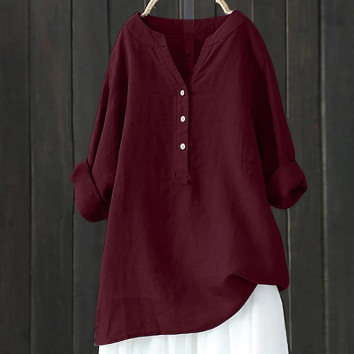 Womens Button Up Shirt Plain Short Sleeve Cotton Linen Summer Casual Trendy Blouses Top Loose Fit Tee Shirt