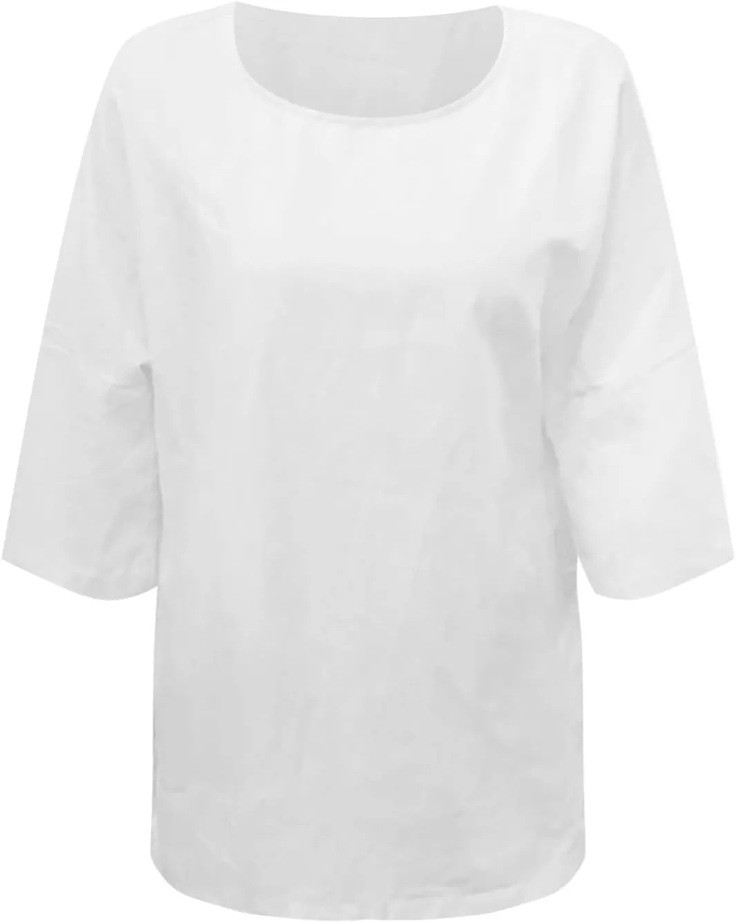 Womens Cotton Linen Shirts Gauze Tunics Tops Crew Neck Blouses Spring Casual Fashion Loose Ladies Tunic Tshirt