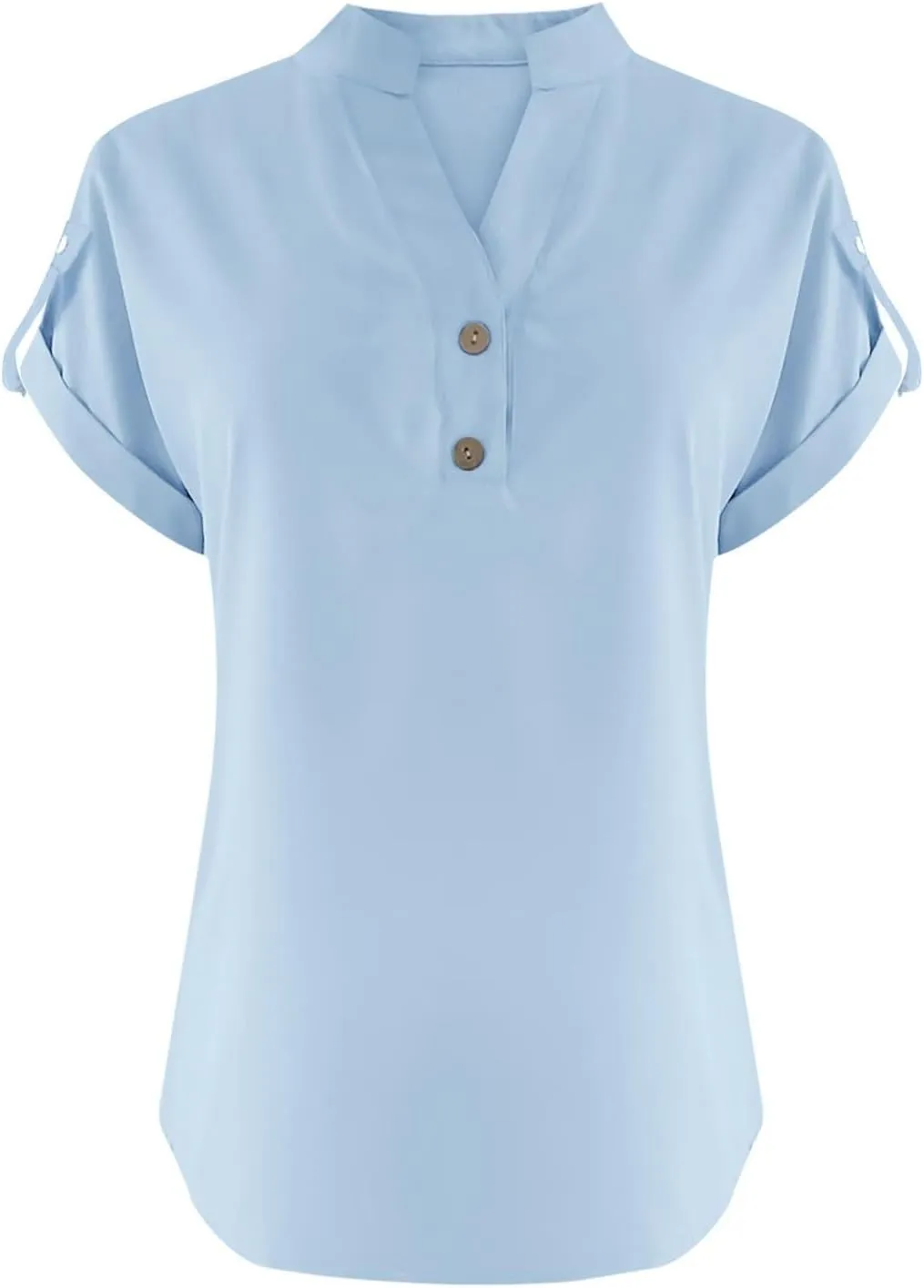 Womens Cotton Linen Tops Short Sleeve V Neck Soft Button Down Tops 2025 Spring Summer Plus Size Blouses Dressy S-5XL