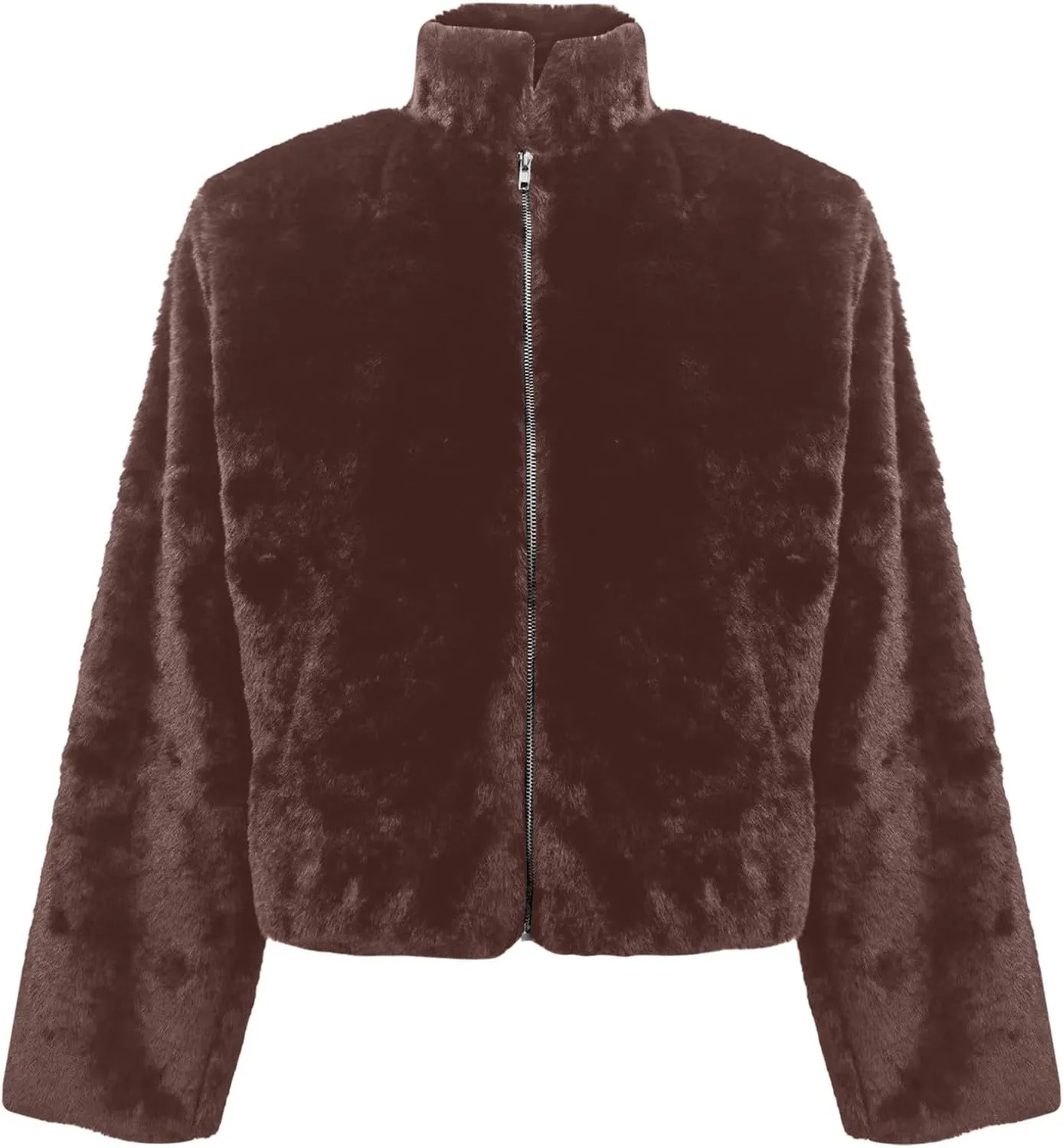 Women's Fashion Cropped Faux r Wool Jacket Shaggy Warm Open Front Cardigan Coat Casual Long Sleeve lffy