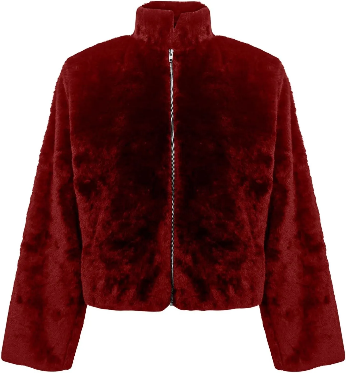 Women's Fashion Cropped Faux r Wool Jacket Shaggy Warm Open Front Cardigan Coat Casual Long Sleeve lffy