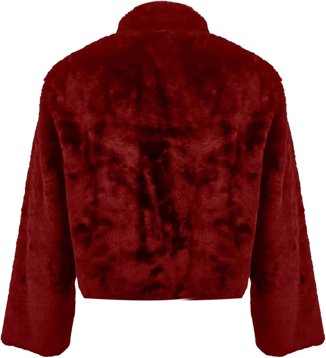 Women's Fashion Cropped Faux r Wool Jacket Shaggy Warm Open Front Cardigan Coat Casual Long Sleeve lffy