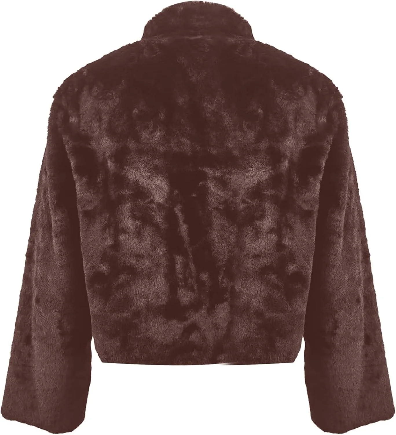 Women's Fashion Cropped Faux r Wool Jacket Shaggy Warm Open Front Cardigan Coat Casual Long Sleeve lffy