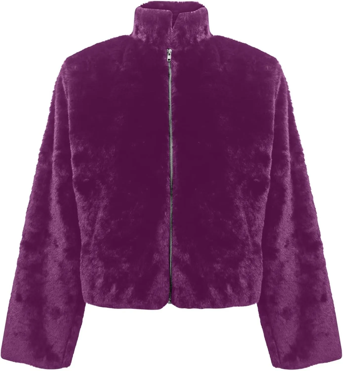 Women's Fashion Cropped Faux r Wool Jacket Shaggy Warm Open Front Cardigan Coat Casual Long Sleeve lffy