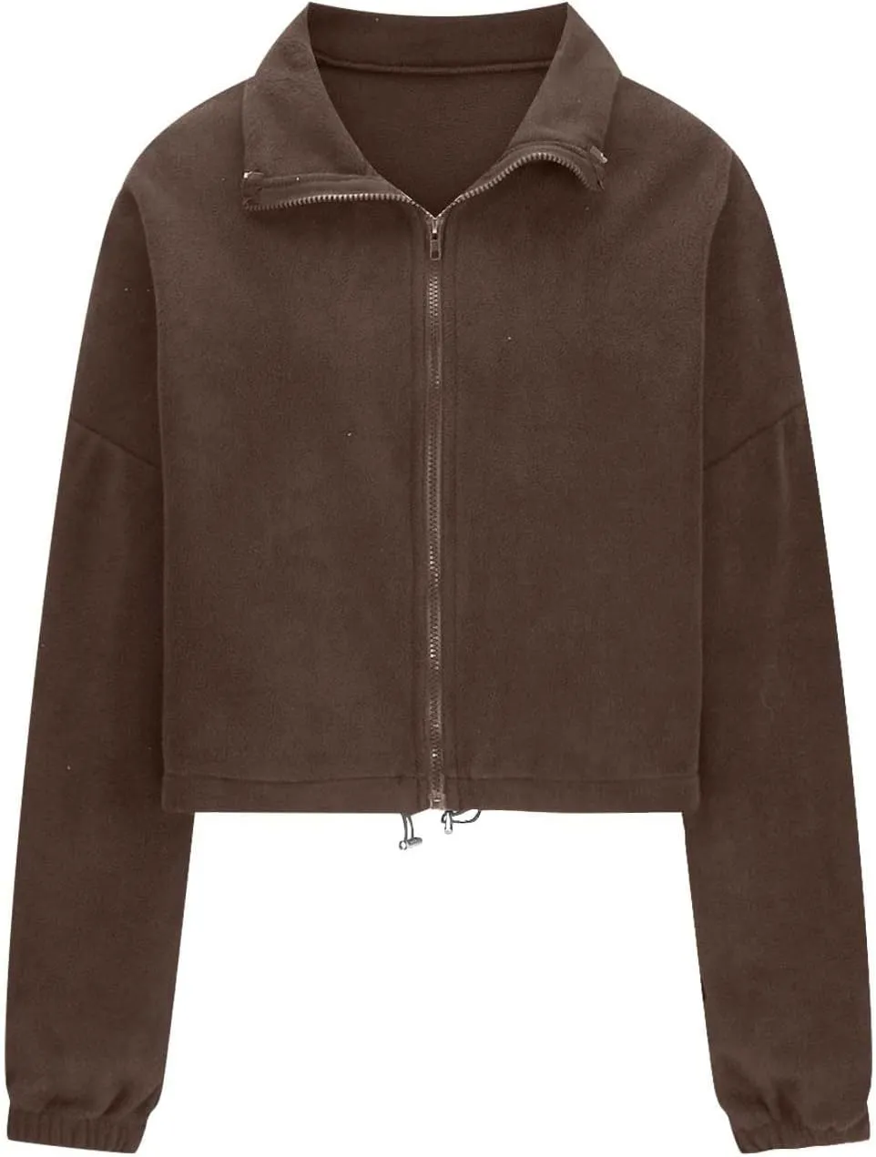 Womens Fashion Oversized Sweatshirts Zip Up Jacket Fleece Cropped Coats Teen Girls Long Sleeve Stand Collar Y2K Clothes
