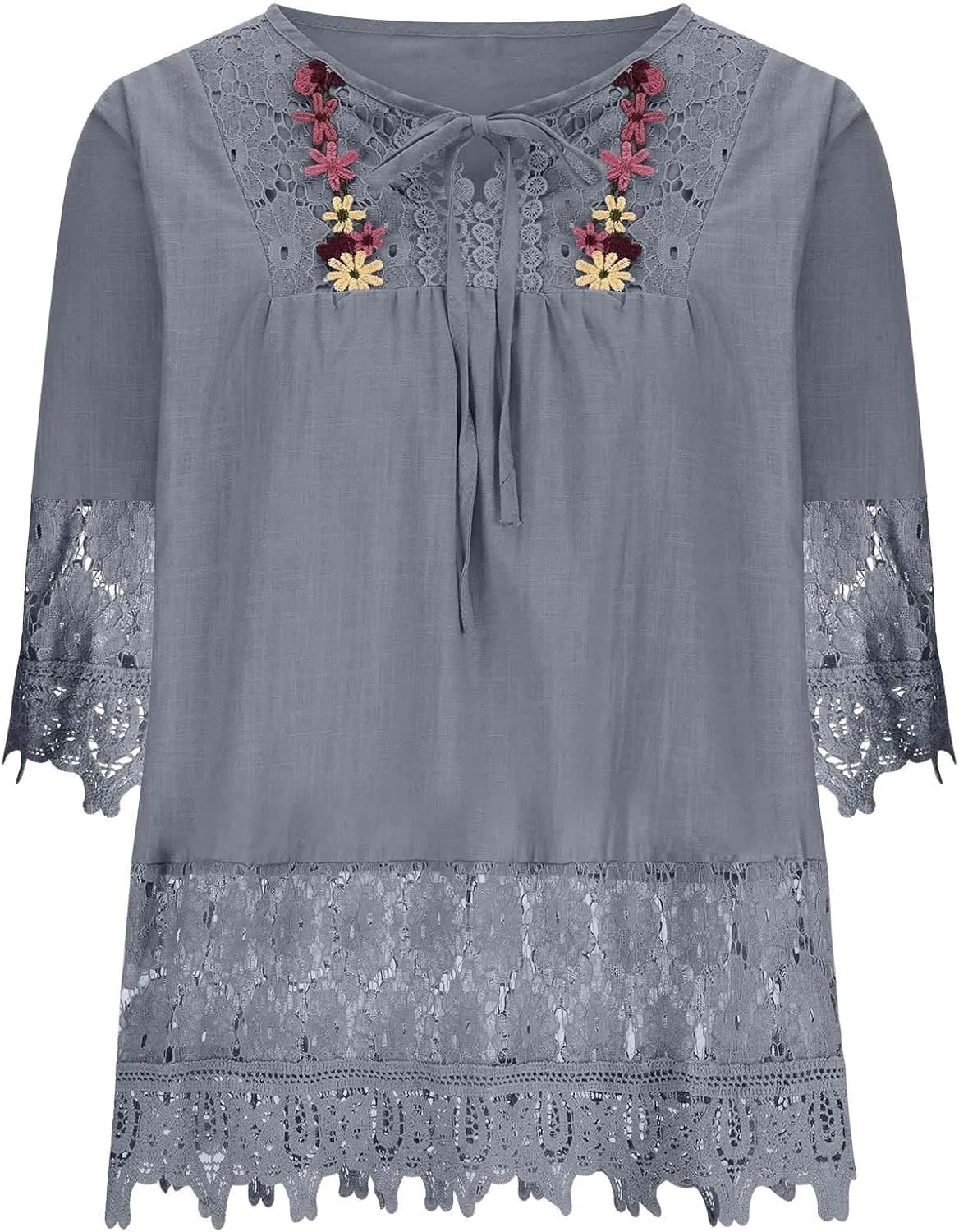 Women's Floral Print Linen Short Sleeve T Shirt Summer Basic Casual Oversized Blouses V-Neck Loose Tshirt