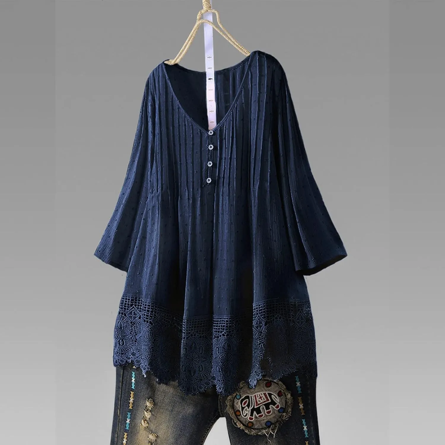 Womens Linen Shirts V Neck Button Down Blouses Collar Oversized Tops Short Sleeve Loose Fit T-Shirt