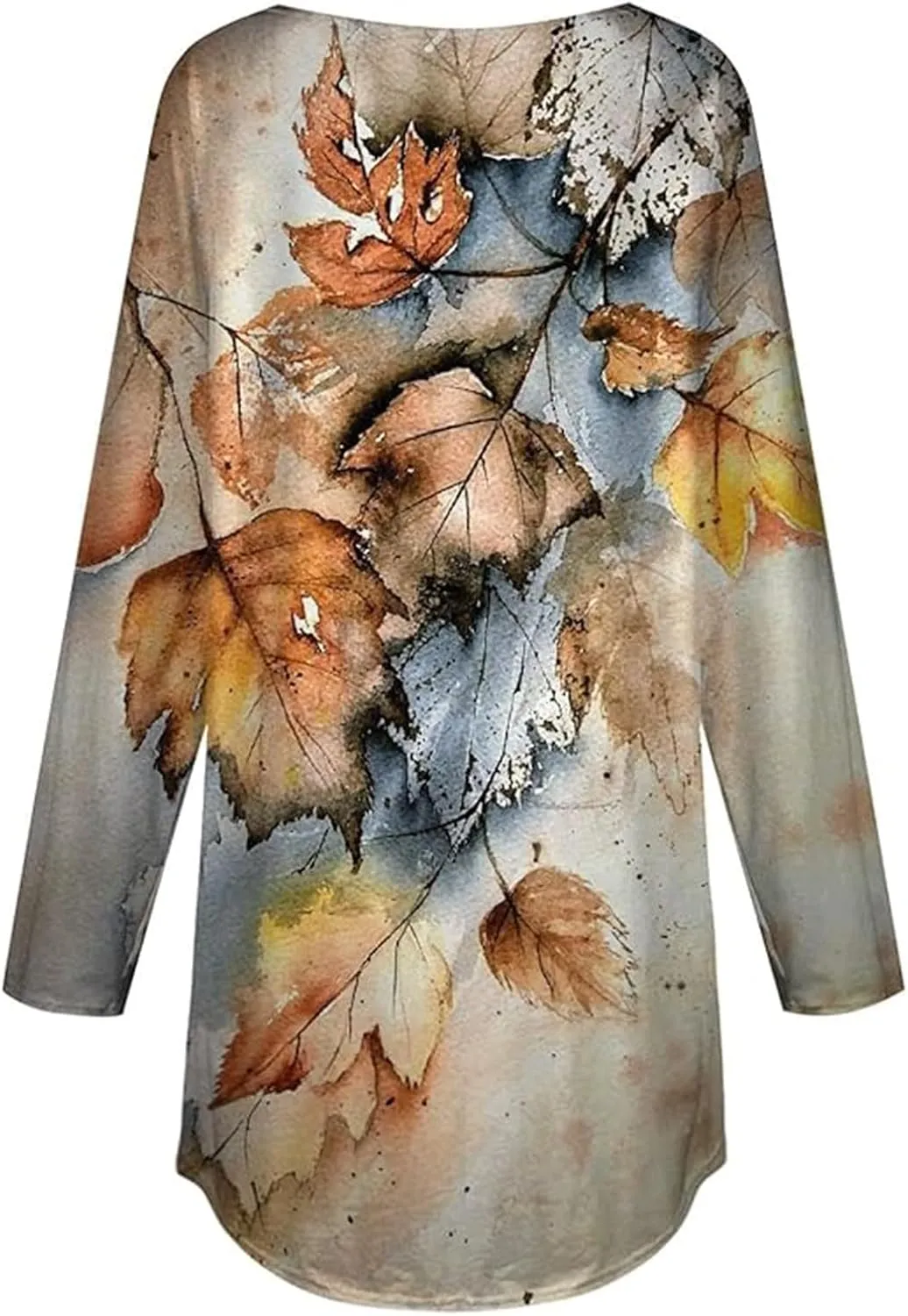 Women's Pullover Tunics Tops Casual Elegant Long Sleeve Oversized Printed Tee Shirts Fashion Crewneck Graphic Blouse