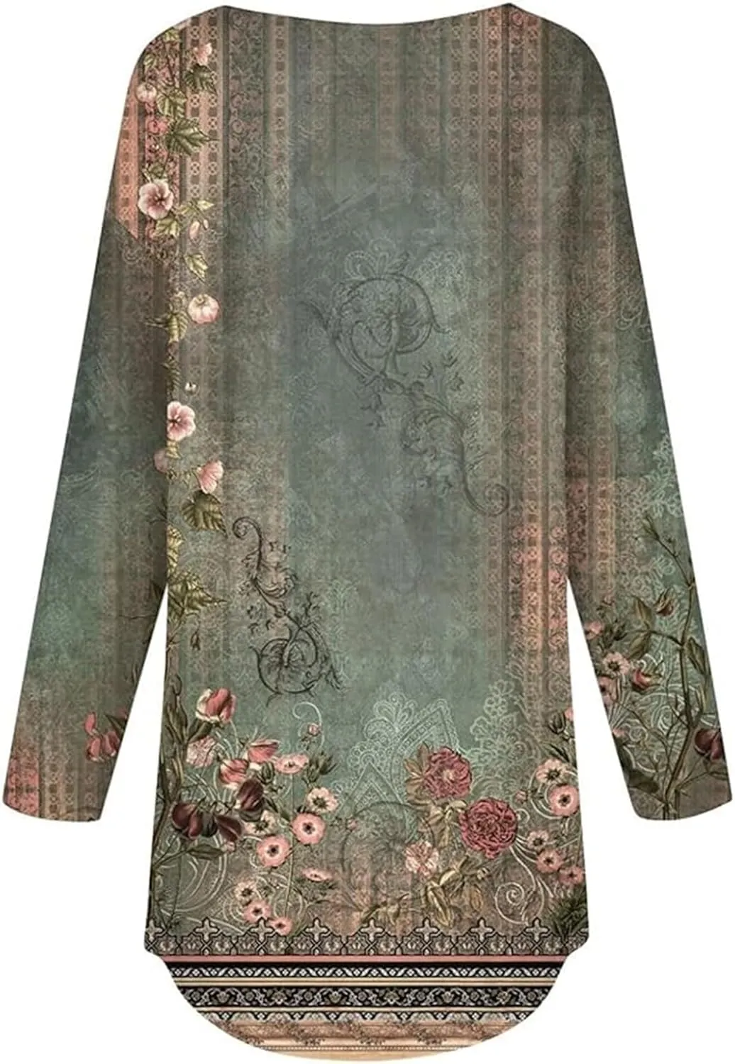Women's Pullover Tunics Tops Casual Elegant Long Sleeve Oversized Printed Tee Shirts Fashion Crewneck Graphic Blouse