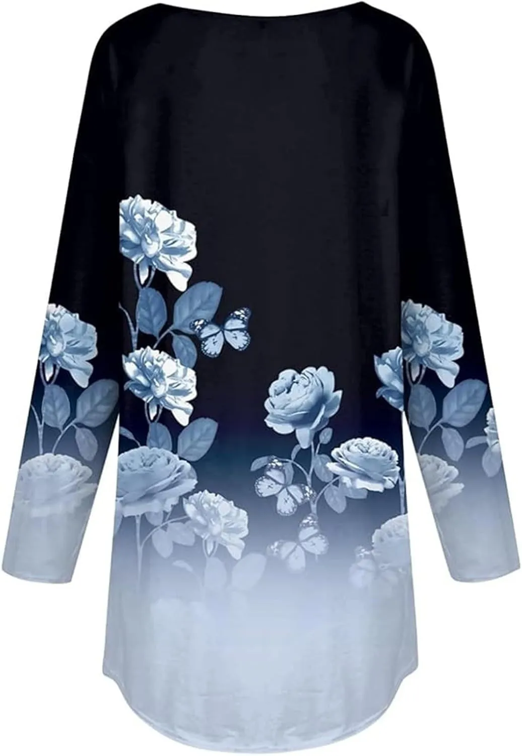 Women's Pullover Tunics Tops Casual Elegant Long Sleeve Oversized Printed Tee Shirts Fashion Crewneck Graphic Blouse