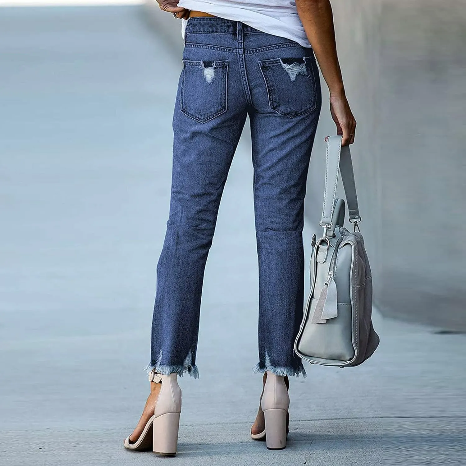 Women's Skinny Jeans High Waist Stretchy Ripped Jeans Boyfriend Jeans Distressed Denim Pants