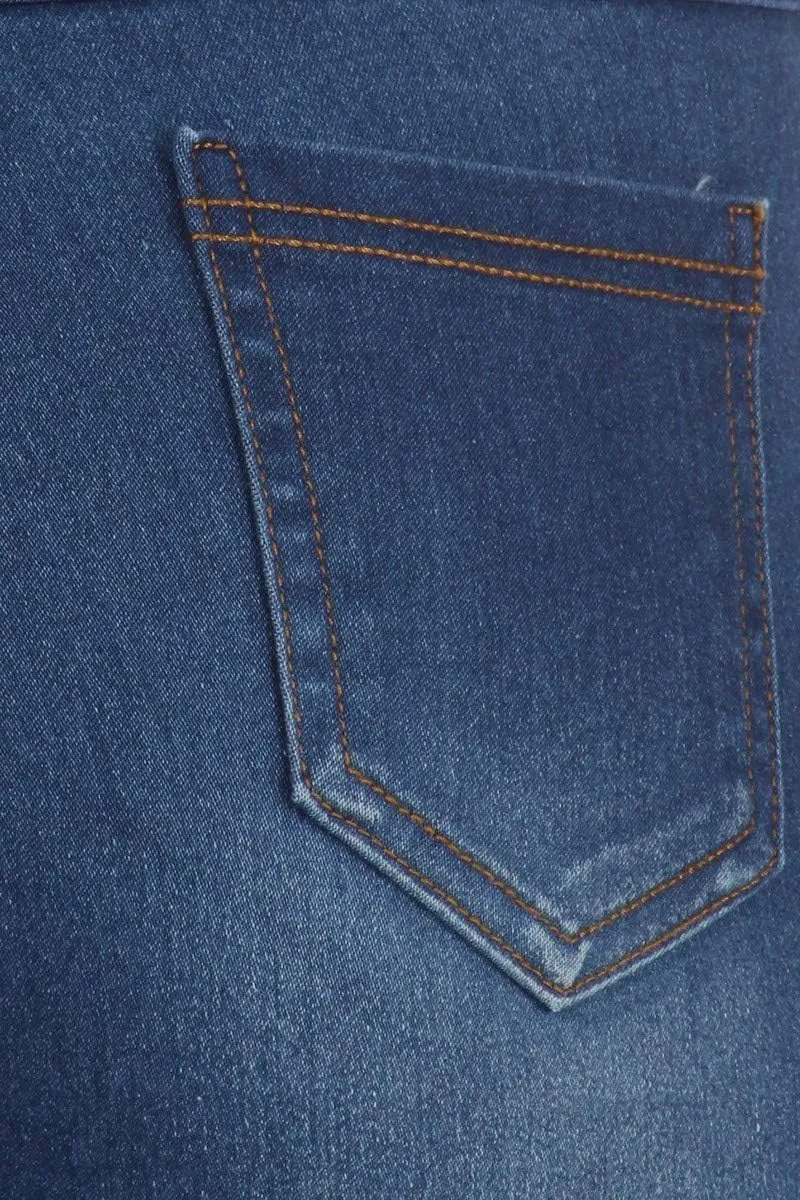 Women's Stretch Pull-On Jeans Skinny Ripped Distressed Denim Jeggings Regular-Plus Size