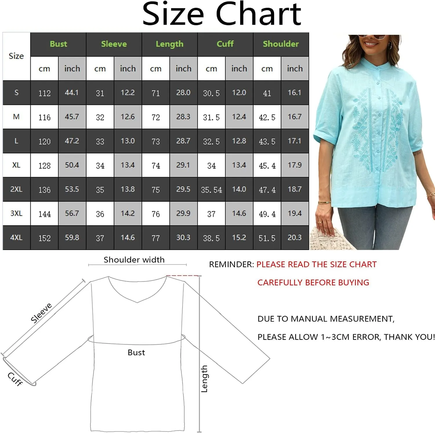 Women's Summer Flora Embroidered Tops V Neck Short Sleeve Tunic Tops for Women Cotton Blouses Boho Loose Fit Tunic Tshirts