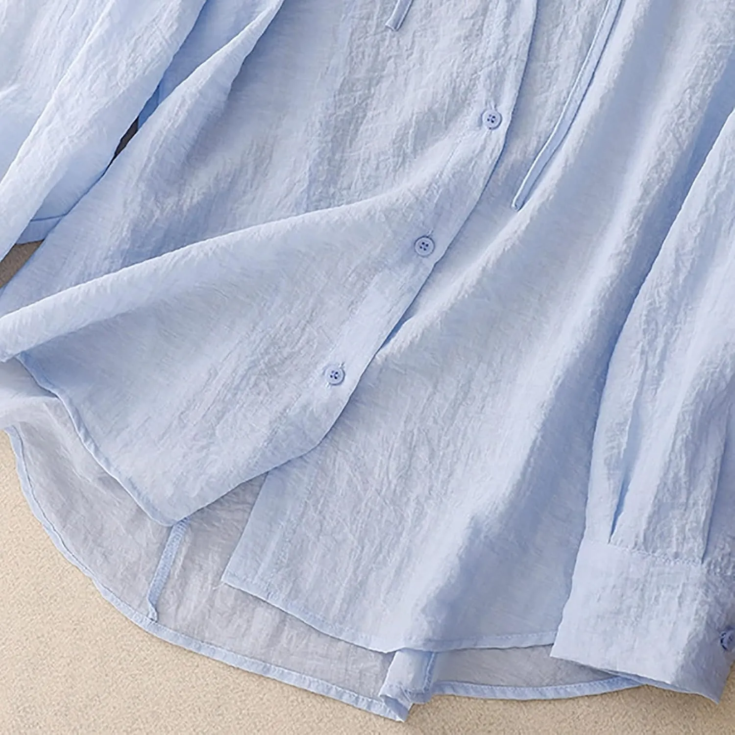 Women's Sun Protection Hoodie Shirt Solid Color Cotton Linen Long Sleeve Beach Blouse Casual Swimsuit Cover Up Tops