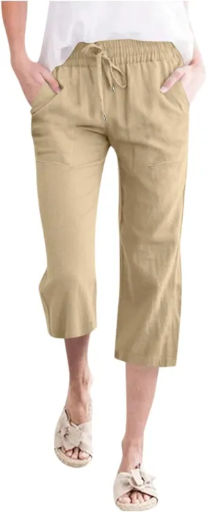 Womens Wide Leg Linen Pants 2025 Summer High Waisted Palazzo Pant Long Pleated Front Trousers with Pocket