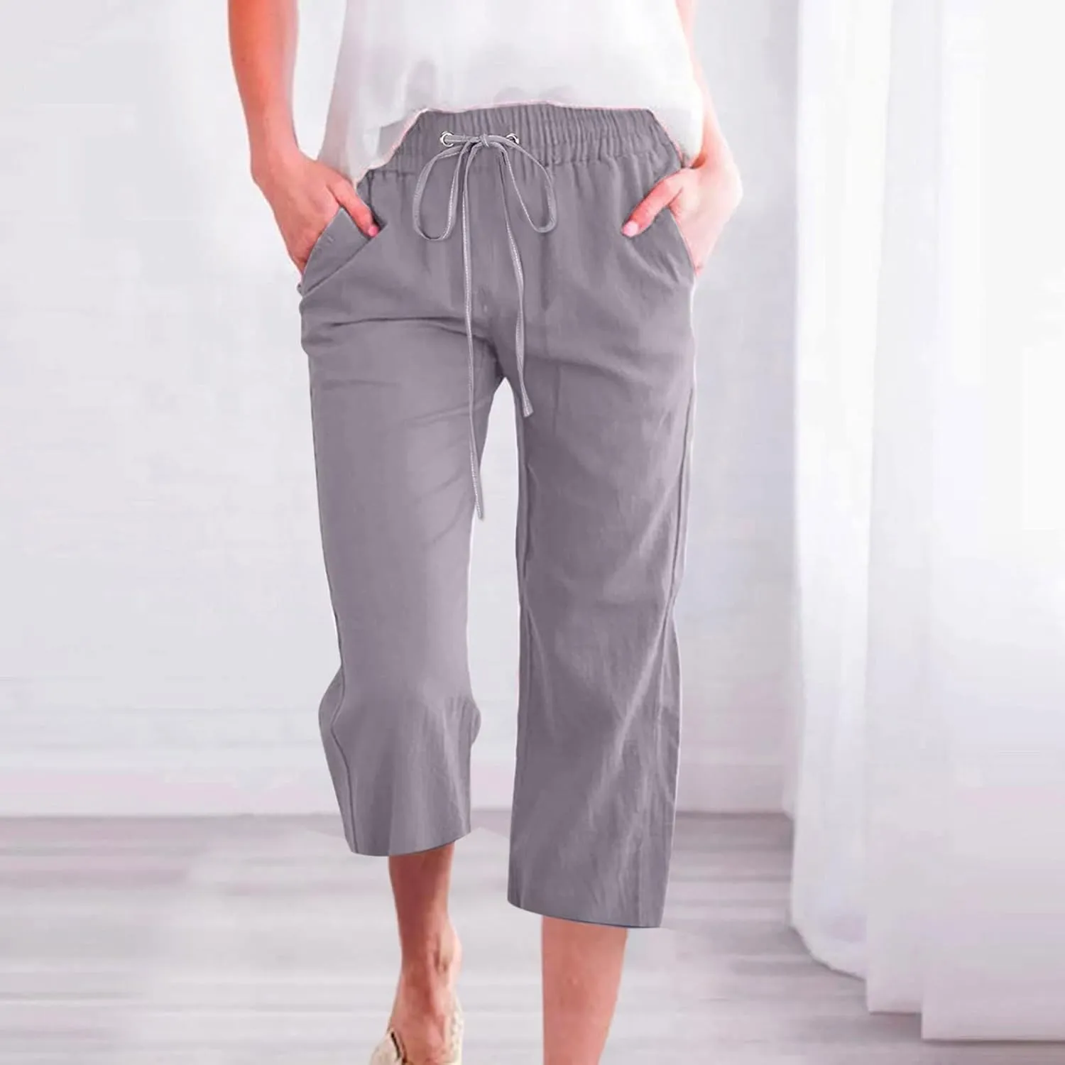 Womens Wide Leg Linen Pants 2025 Summer High Waisted Palazzo Pant Long Pleated Front Trousers with Pocket