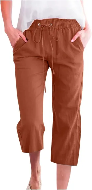 Womens Wide Leg Linen Pants 2025 Summer High Waisted Palazzo Pant Long Pleated Front Trousers with Pocket
