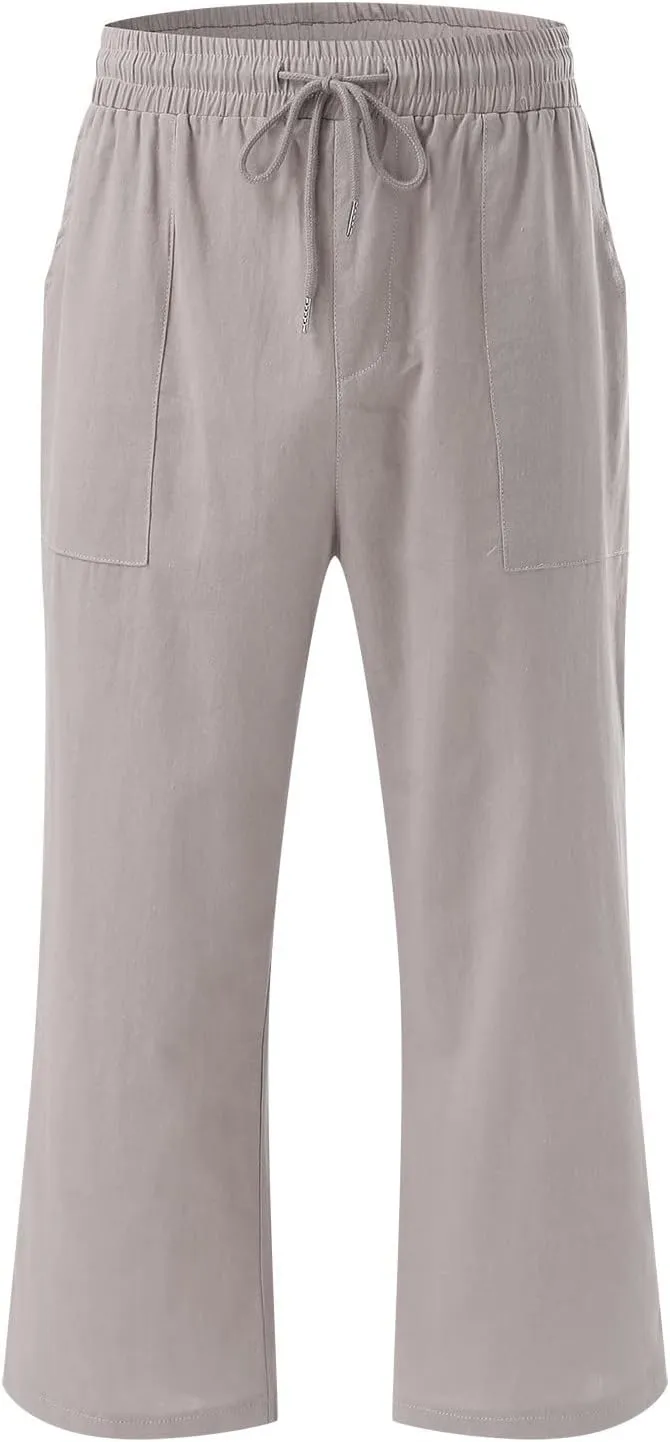 Womens Wide Leg Linen Pants 2025 Summer High Waisted Palazzo Pant Long Pleated Front Trousers with Pocket