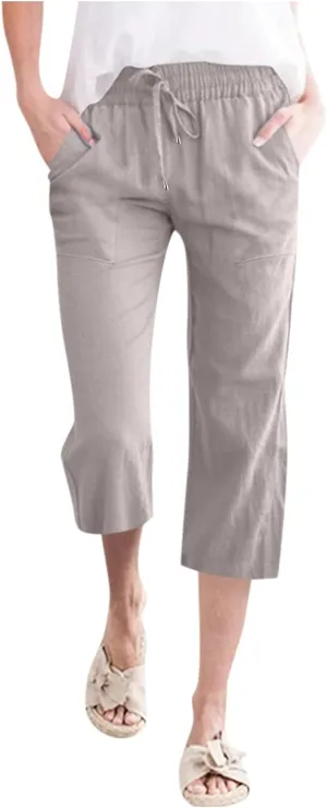 Womens Wide Leg Linen Pants 2025 Summer High Waisted Palazzo Pant Long Pleated Front Trousers with Pocket
