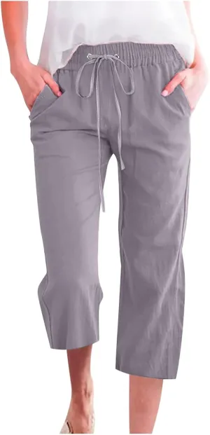 Womens Wide Leg Linen Pants 2025 Summer High Waisted Palazzo Pant Long Pleated Front Trousers with Pocket