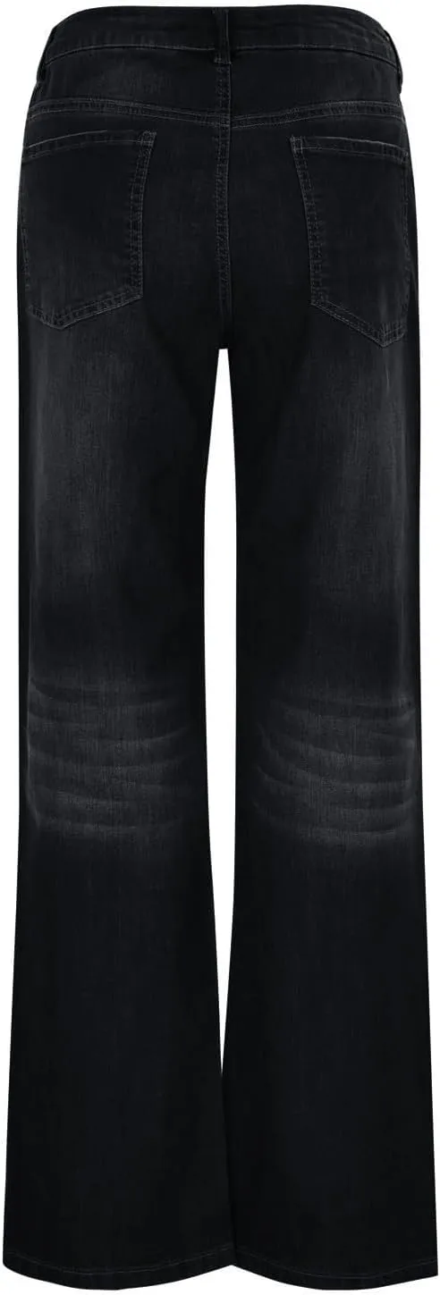 Women's Wide Leg Ripped Trendy Jeans Casual Vintage Distressed Denim Pants Boyfriend Trousers