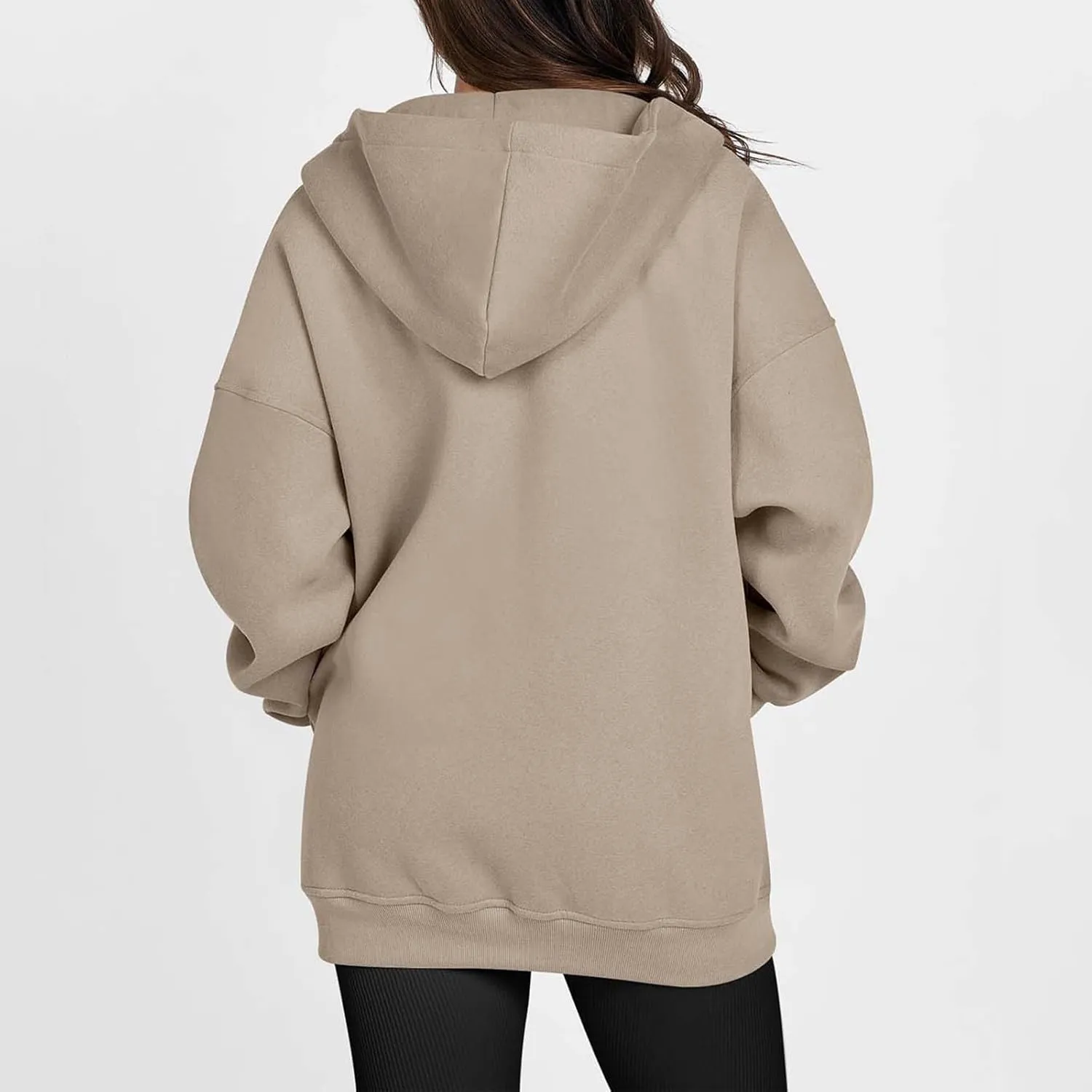 Womens Zip Up Hoodies Vintage Oversized Drop Shoulder Long Sleeve Hooded Warm Jackets Winter Fleece Lined Hoodie Coat