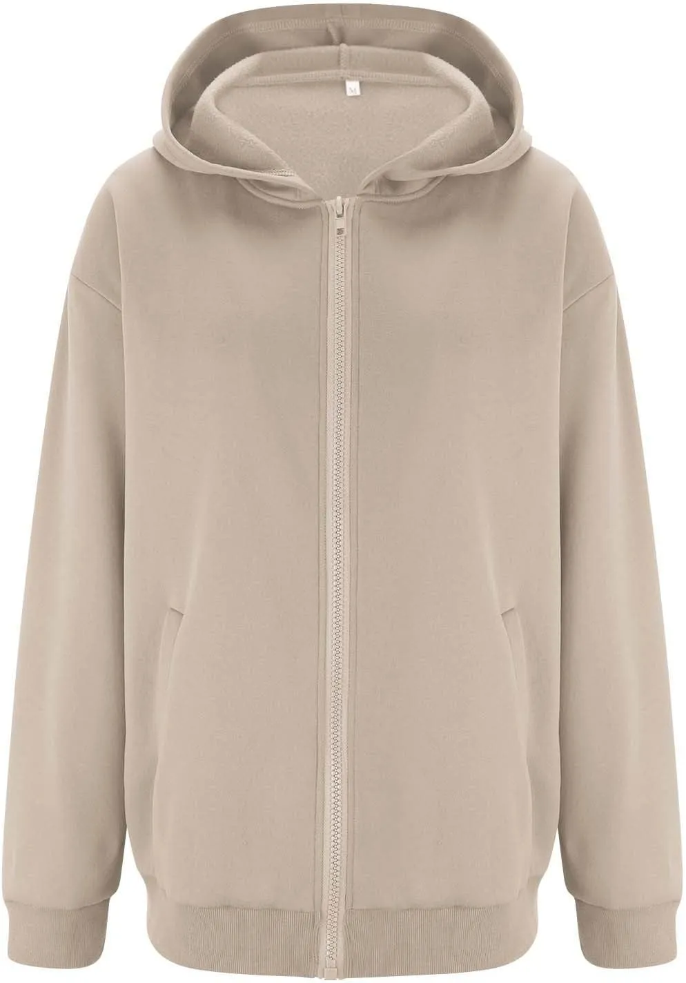 Womens Zip Up Hoodies Vintage Oversized Drop Shoulder Long Sleeve Hooded Warm Jackets Winter Fleece Lined Hoodie Coat