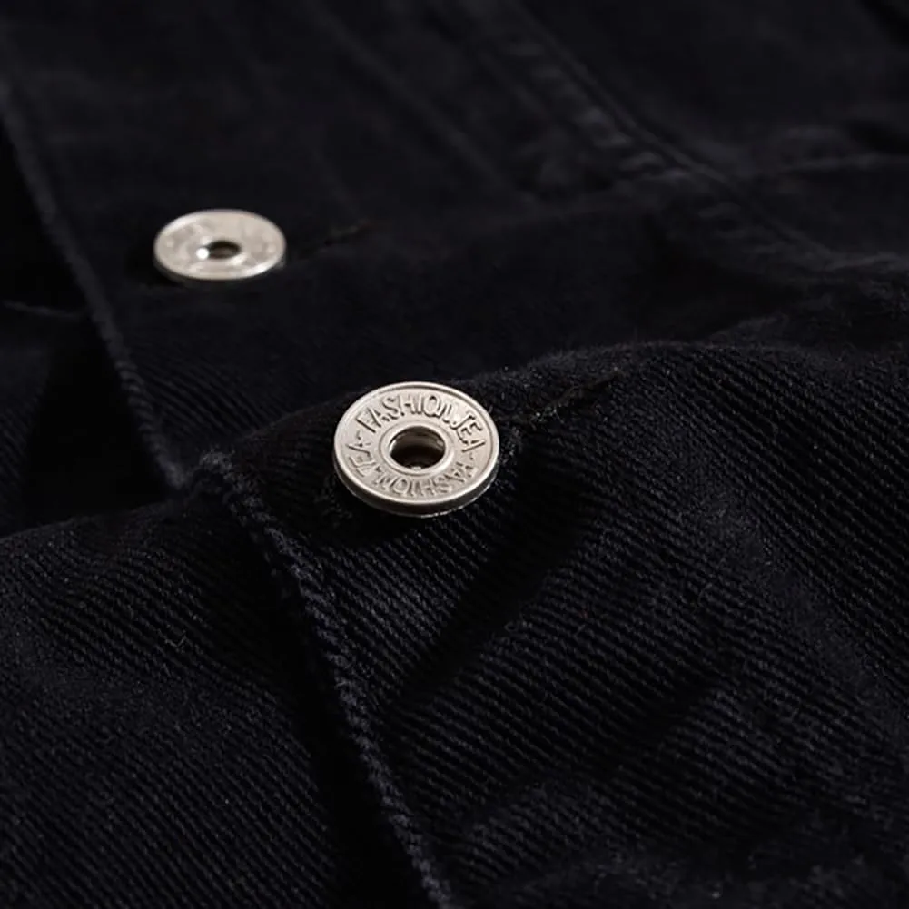 XYGJZ Men's Ripped Distressed Denim Jacket Button Down Long Sleeve Solid Jean Coat