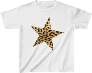 Y2k Cute Star Graphic Baby Tee Short Sleeve Print Crop Top Aesthetic Vintage Teen Girl School Season Shirts Streetwear