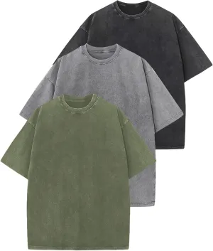 Yimoon 3 Pack Oversized Tshirts for Women Washed Vintage Baggy Boyfriend Tees Short Sleeve Unisex Cotton Tops