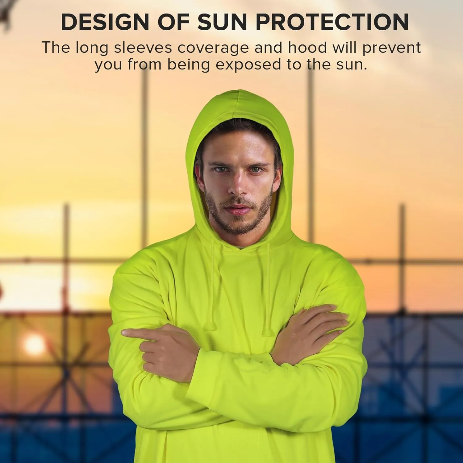Z&Q LABOR Safety Long Sleeve High Visibility Construction Basic Work Shirts for Men with Hood 3pcs