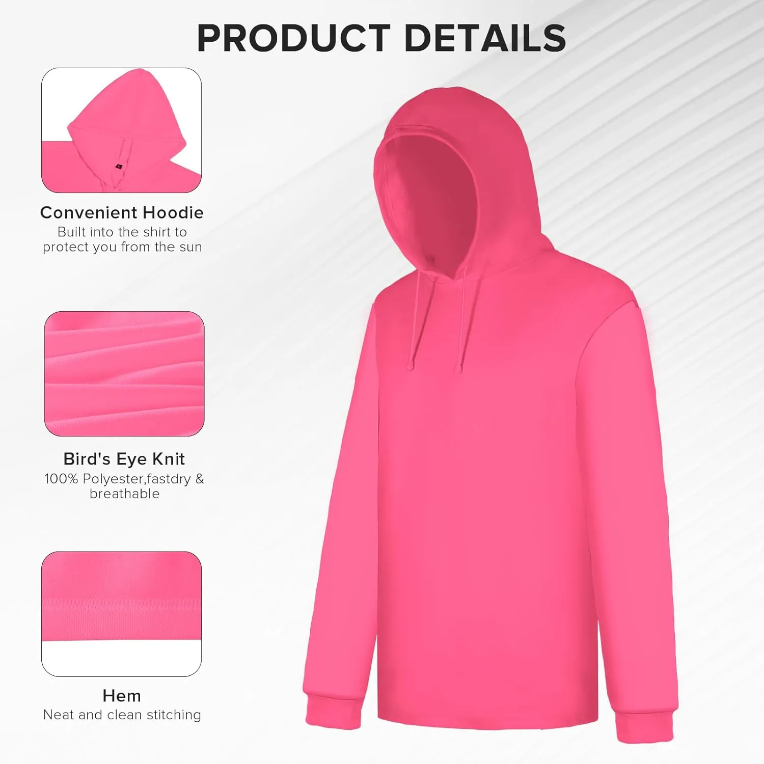 Z&Q LABOR Safety Long Sleeve High Visibility Construction Basic Work Shirts for Men with Hood 3pcs