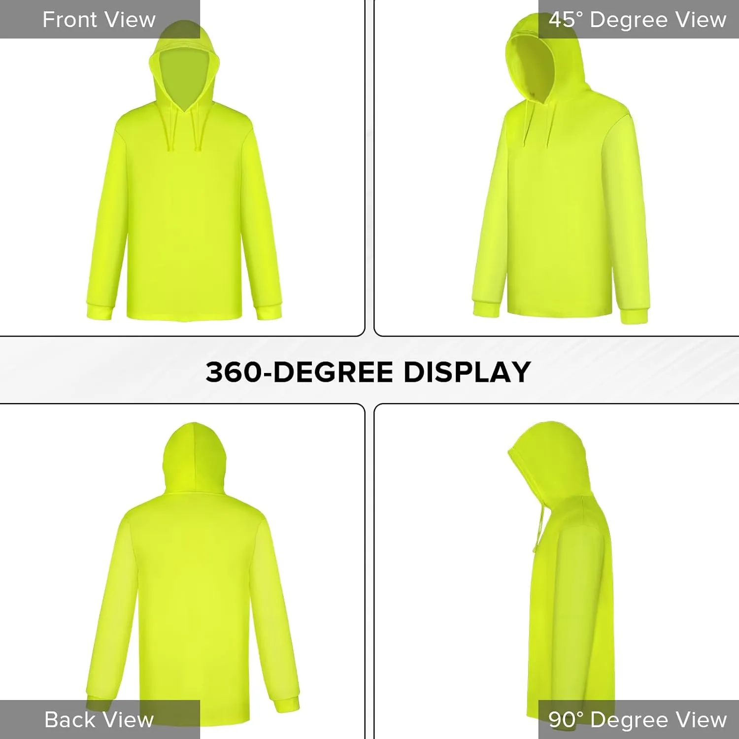 Z&Q LABOR Safety Long Sleeve High Visibility Construction Basic Work Shirts for Men with Hood 3pcs