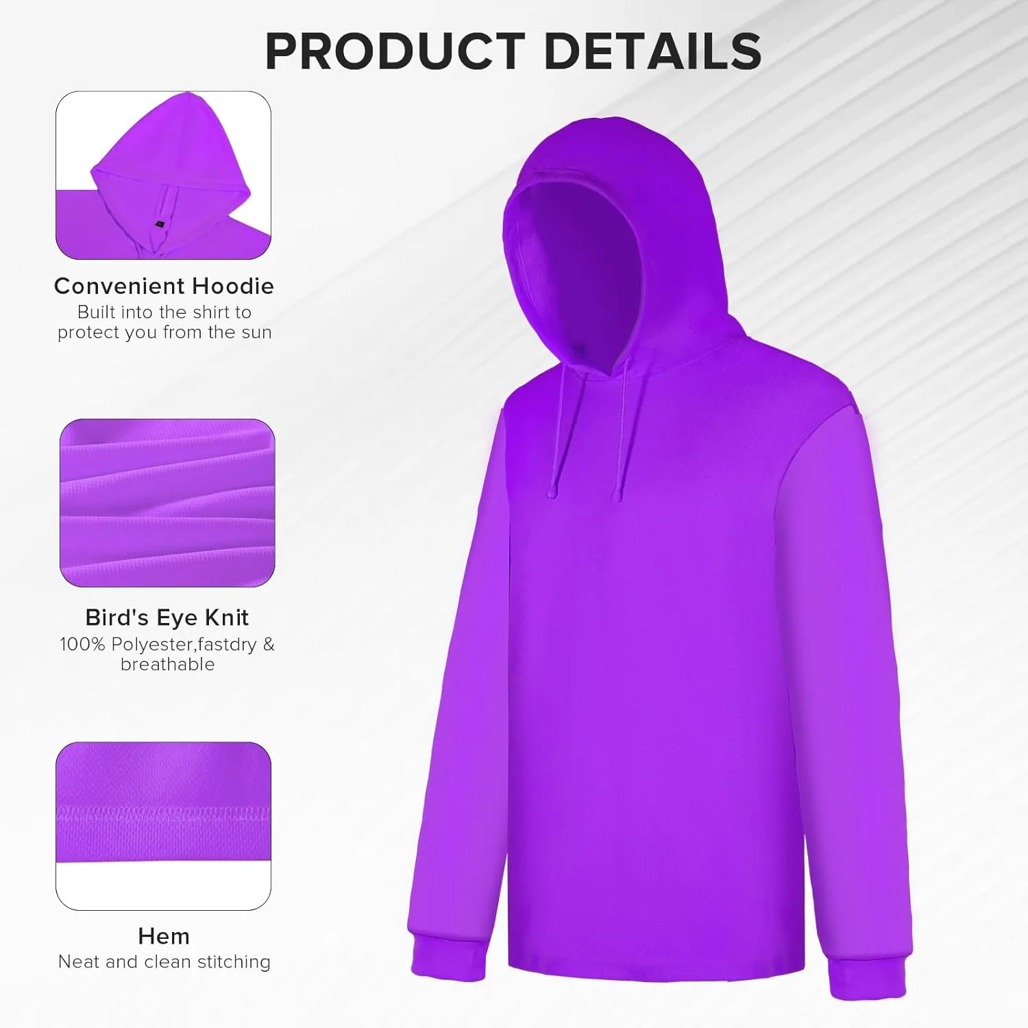 Z&Q LABOR Safety Long Sleeve High Visibility Construction Basic Work Shirts for Men with Hood 3pcs
