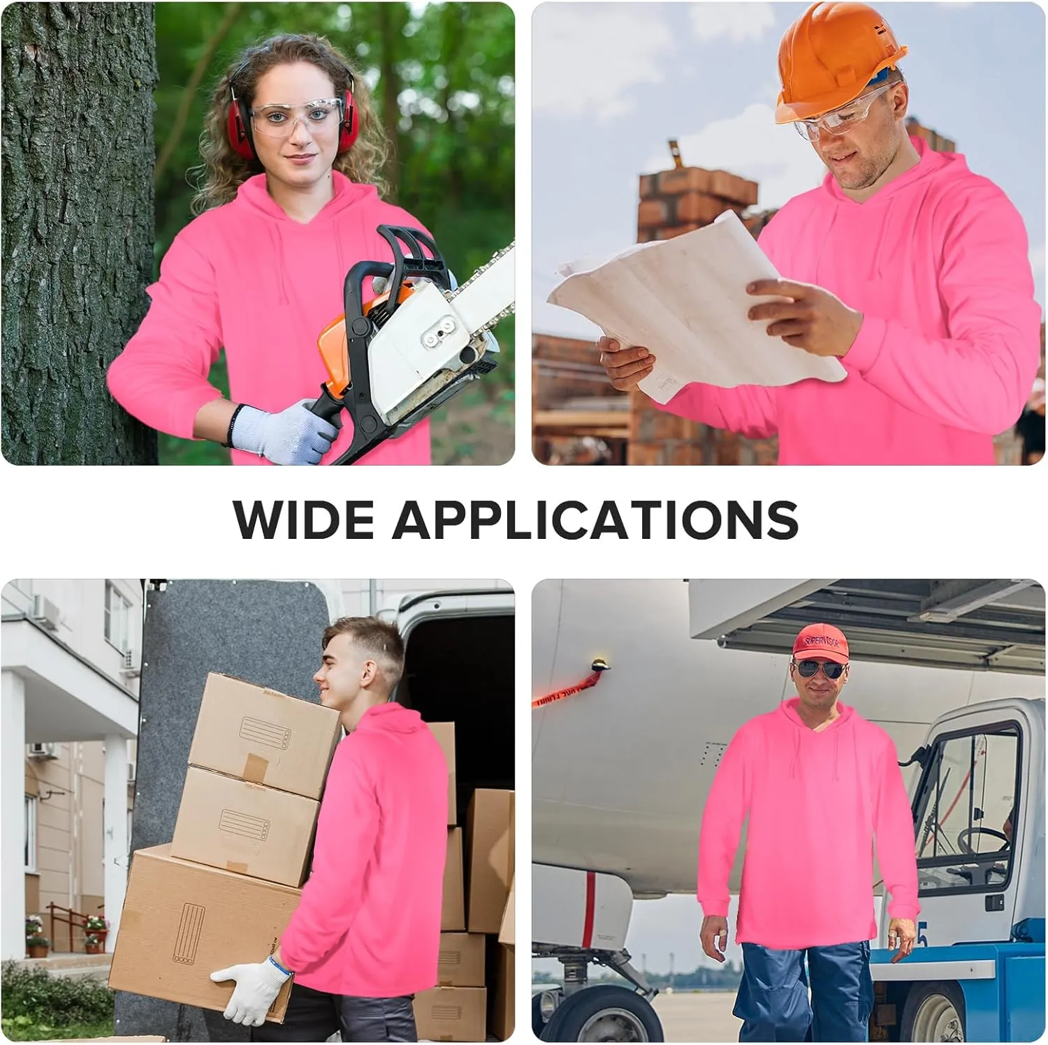 Z&Q LABOR Safety Long Sleeve High Visibility Construction Basic Work Shirts for Men with Hood 3pcs
