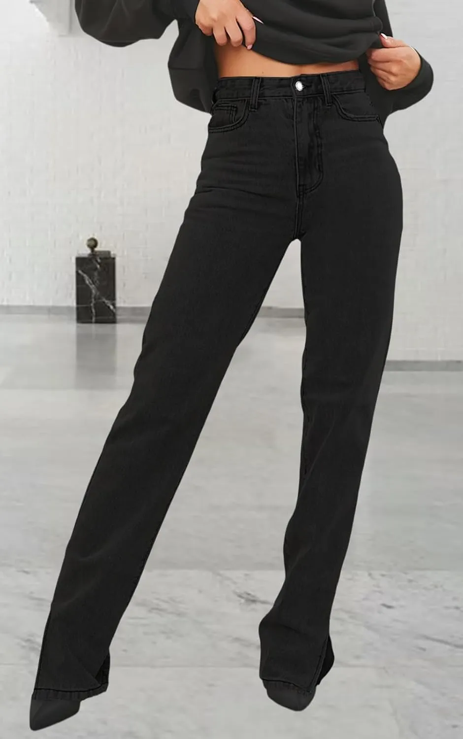 ZERMOM Women's Skinny Ripped Jeans Stretch Mid Rise Destroyed Distressed Denim Pants