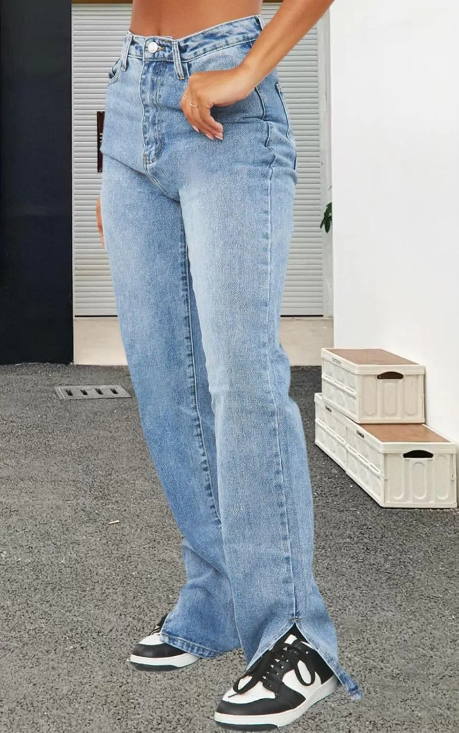 ZERMOM Women's Skinny Ripped Jeans Stretch Mid Rise Destroyed Distressed Denim Pants