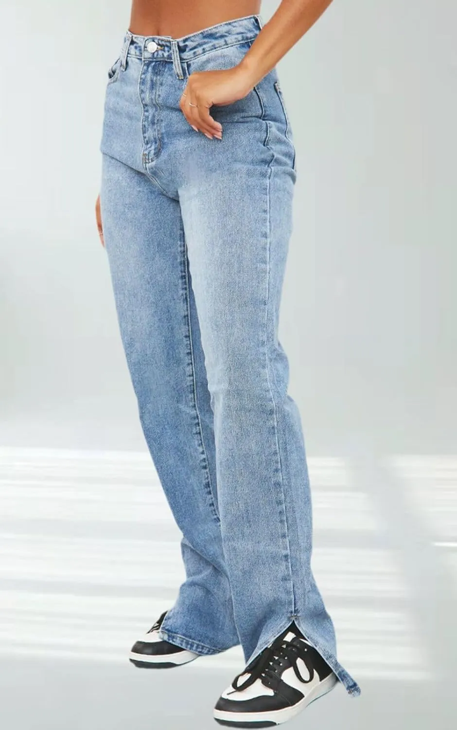 ZERMOM Women's Skinny Ripped Jeans Stretch Mid Rise Destroyed Distressed Denim Pants