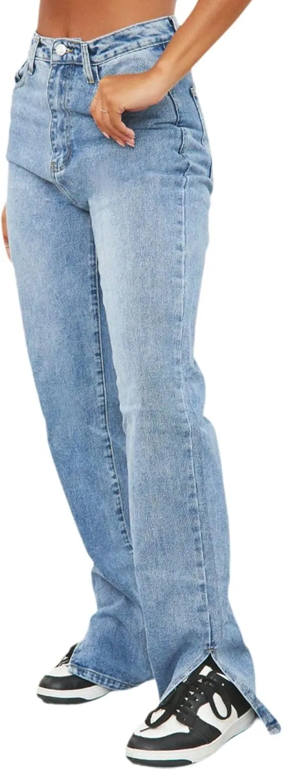 ZERMOM Women's Skinny Ripped Jeans Stretch Mid Rise Destroyed Distressed Denim Pants
